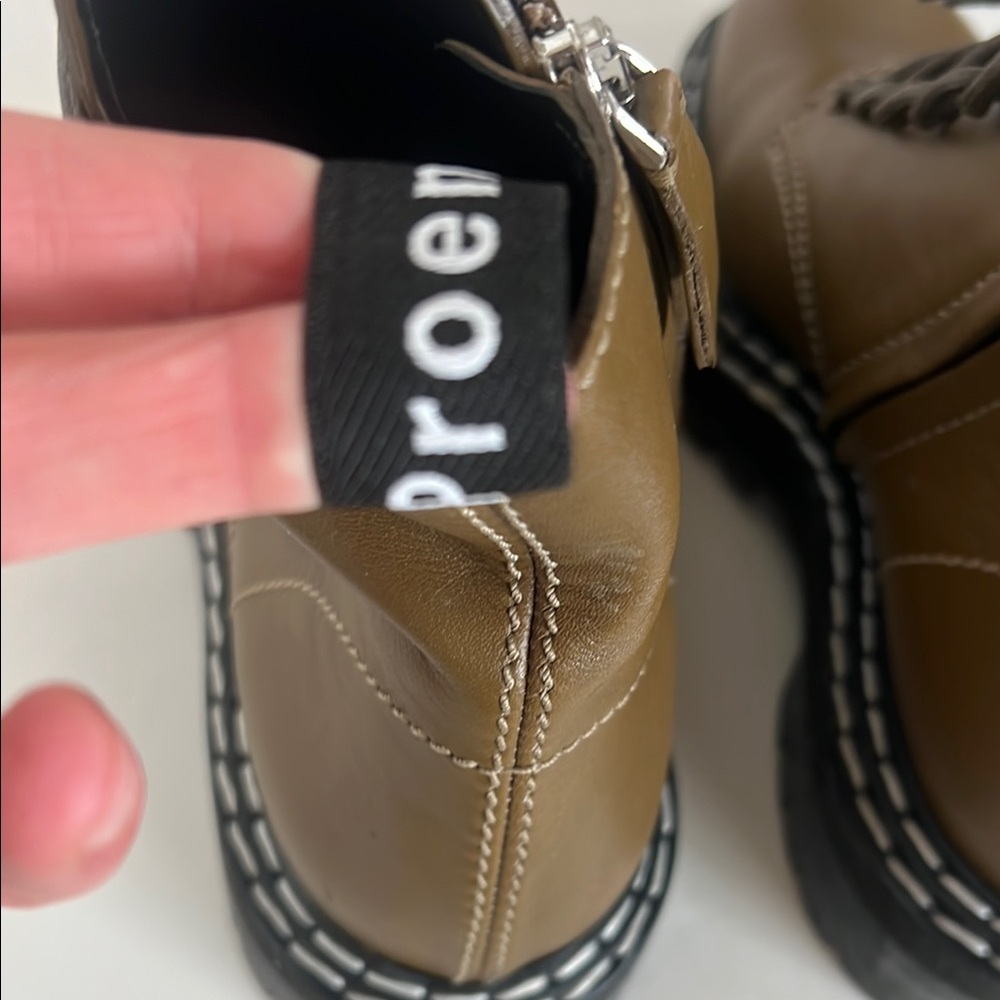 Proenza Schouler Brown Green Combat Boots with Chunky Sole size 9/39 - Picture 4 of 11